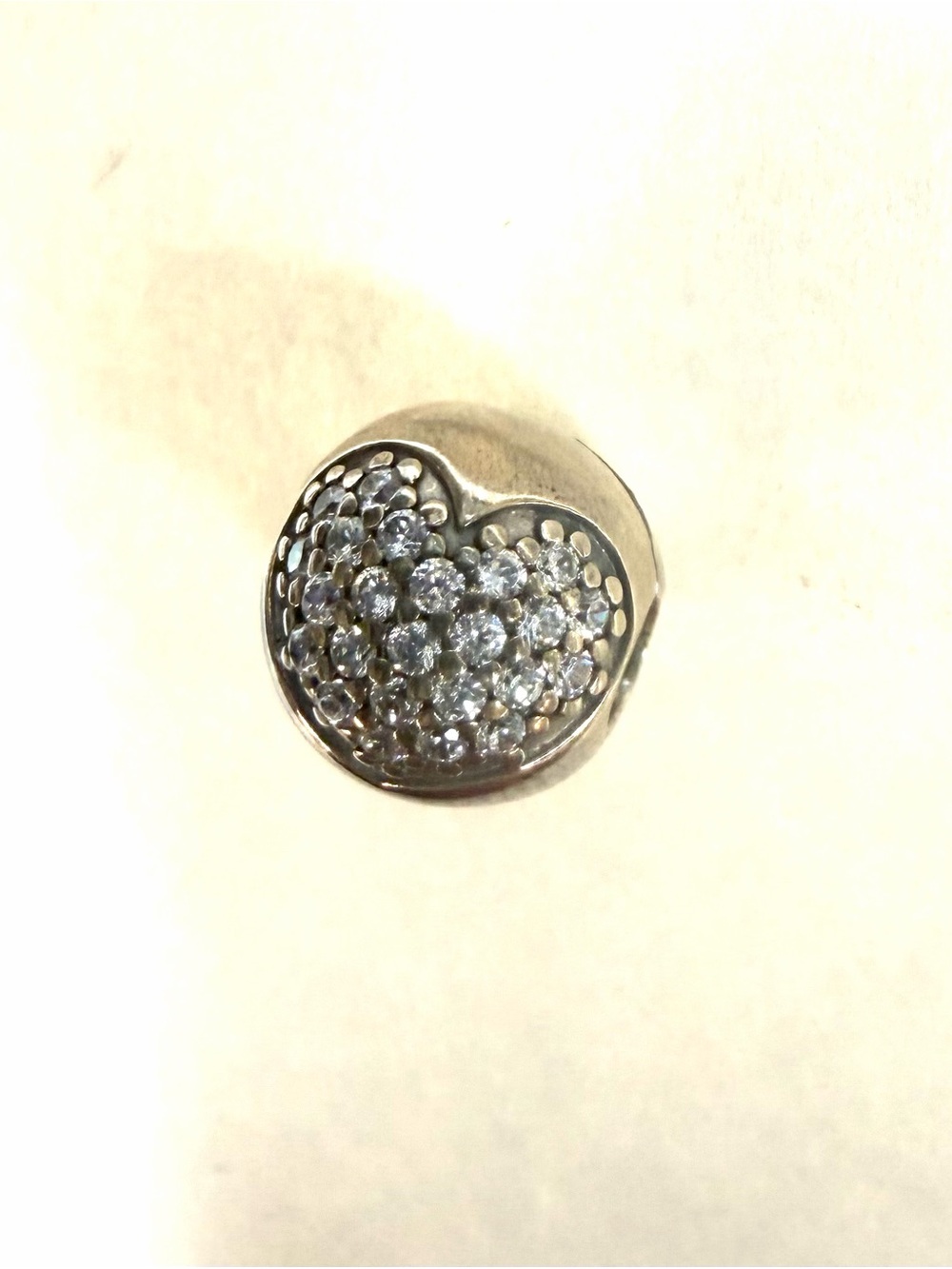 Pandora Sterling Silver Pave Love Life Heart Ball Clip Charm ALE 791053CZ